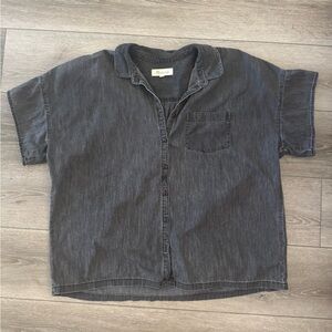 Madewell Faded Black Button Down Short Sleeve Shirt